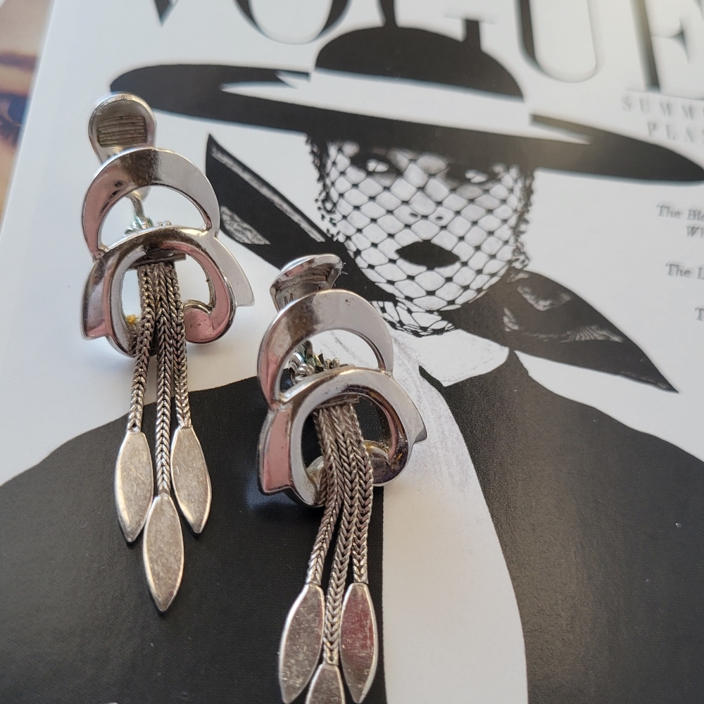 Vintage Monet Silver-tone & Unsigned Gold-tone Clip-On Earrings ~ 1970s?